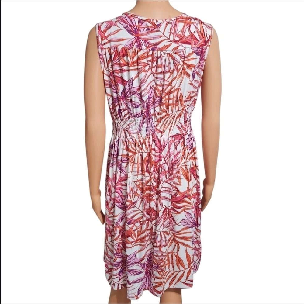 Harper Pink and Orange Leaf Print Swim Coverup - Picture 5 of 8